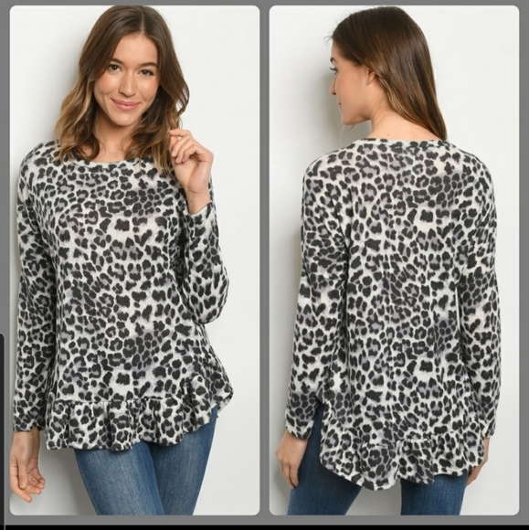 Leopard  print top suoer soft brushed fabric new - Picture 1 of 3